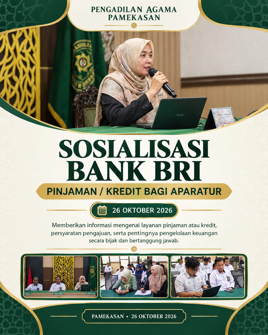 Pengadilan Agama Pamekasan Gelar Sosialisasi Pinjaman atau Kredit dari Bank BRI bagi Aparatur