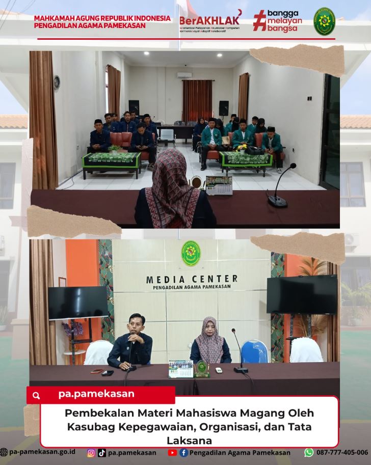 Kasubag Kepegawaian PA Pamekasan Berikan Materi Kepada Mahasiswa Magang