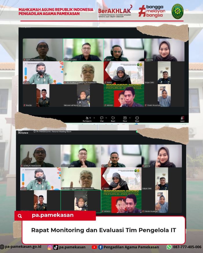 Pengadilan Agama Pamekasan Gelar Rapat Monitoring dan Evaluasi Tim IT Secara Daring