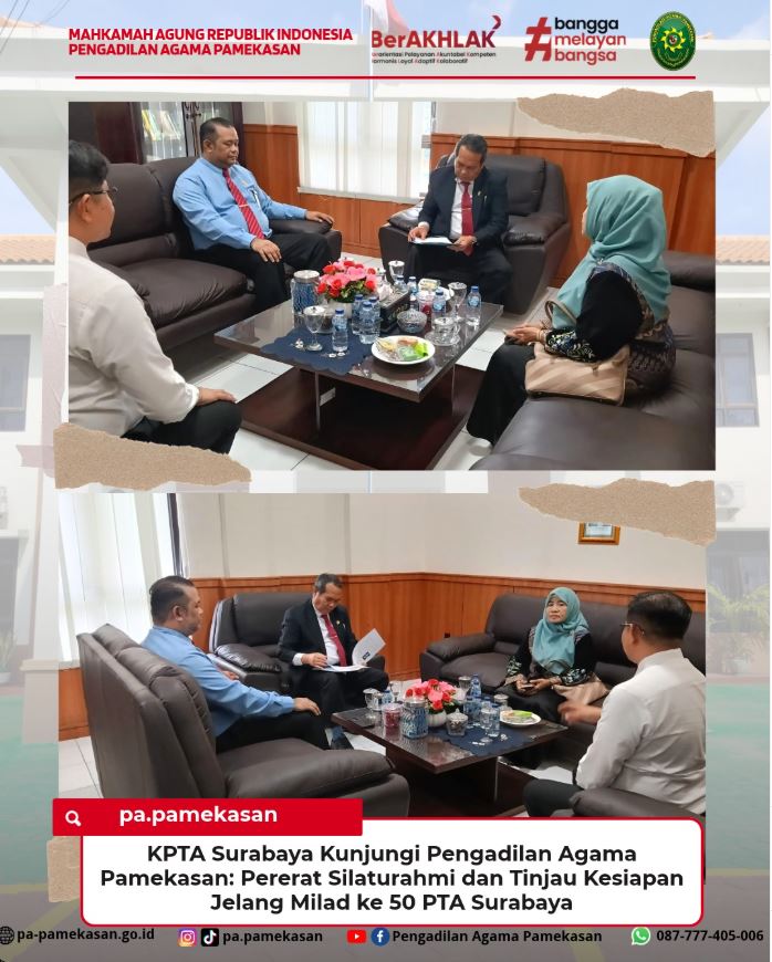 KPTA Surabaya Kunjungi Pengadilan Agama Pamekasan: Pererat Silaturahmi dan Tinjau Kesiapan Jelang Milad ke 50 PTA Surabaya