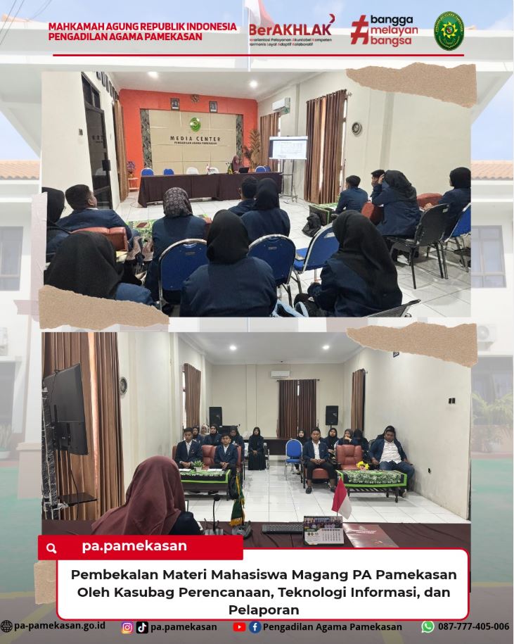 Kasubag PTIP Berikan Pembekalan Materi Kepada Mahasiswa Magang di Pengadilan Agama Pamekasan