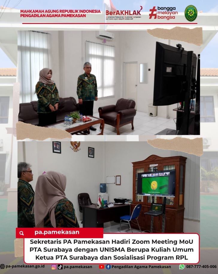 Penguatan Kapasitas dan Sinergi Kelembagaan: Sekretaris Pengadilan Agama Pamekasan Ikuti Kuliah Umum dan Sosialisasi RPL Secara Daring